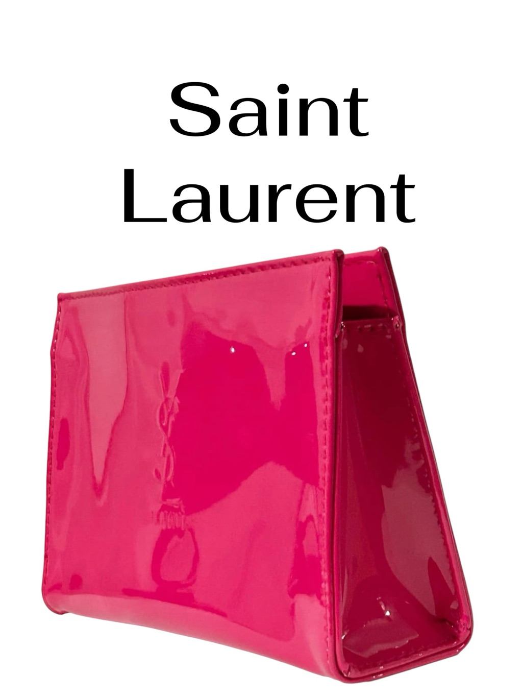 Yves Saint Laurent Ysl Beaut Hot Pink Patent Cosmetic Pouch Makeup Bag Clutch